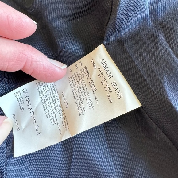 Armani Jeans Vintage Classic Plaid | Herringbone Wool Blend Blazer Size 6 - Picture 15 of 15